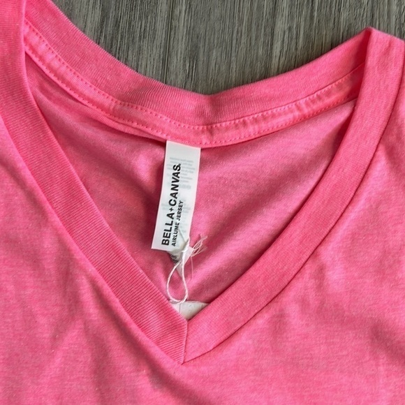 Too Much Panic Not Enough Disco Pink and White Bella Canvas Graphic Tee - Picture 3 of 5